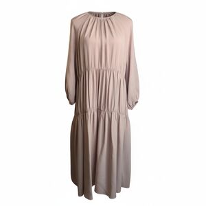 Anine Bing Sylvie Silk Midi Dress Beige Size Small New